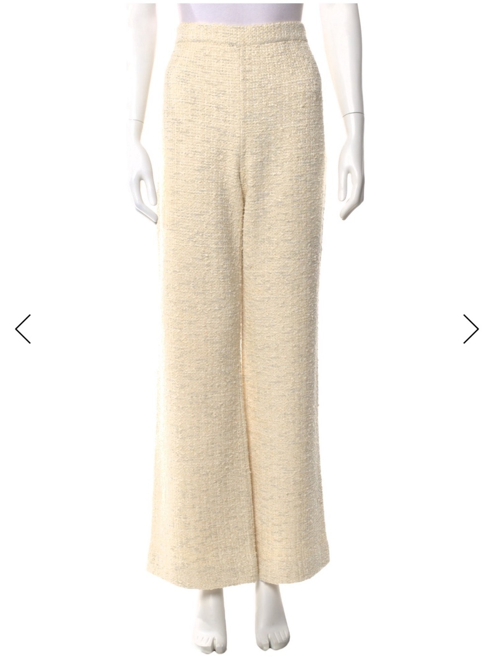 St. John Cream Bouclé Wide-Leg Trousers tweed wide leg USA M